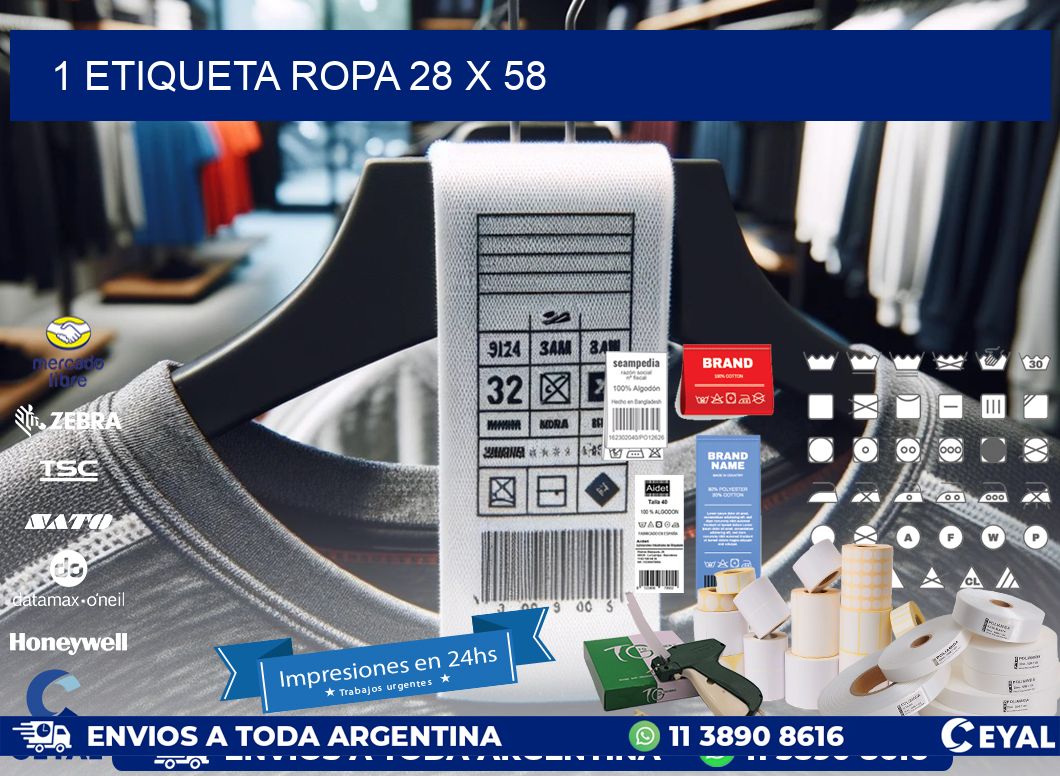 1 ETIQUETA ROPA 28 x 58