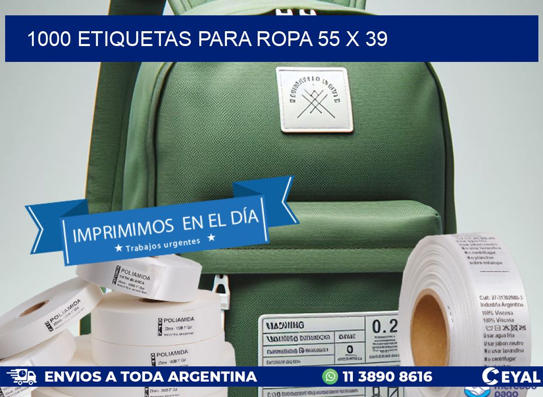 1000 ETIQUETAS PARA ROPA 55 x 39