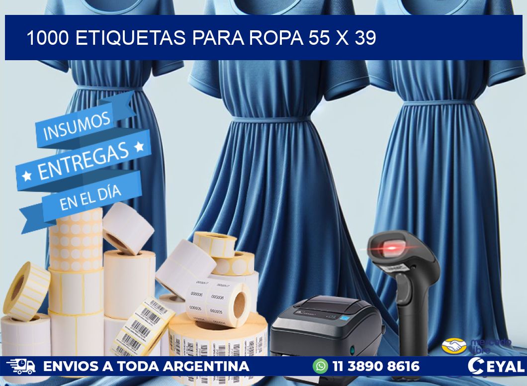 1000 ETIQUETAS PARA ROPA 55 x 39