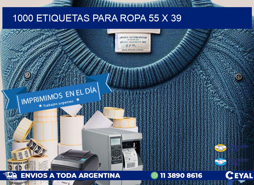 1000 ETIQUETAS PARA ROPA 55 x 39