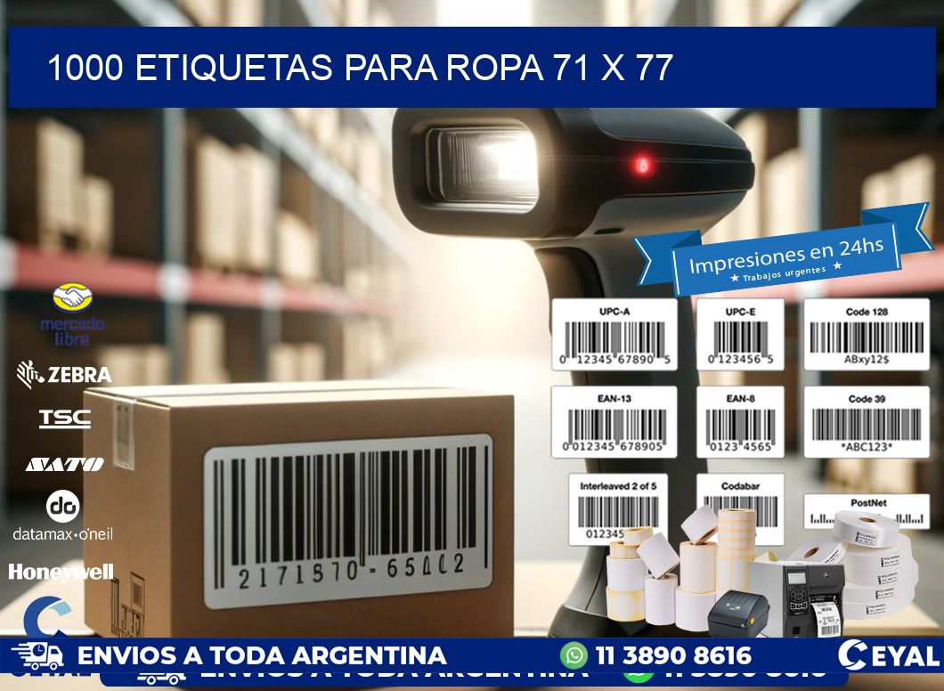 1000 ETIQUETAS PARA ROPA 71 x 77