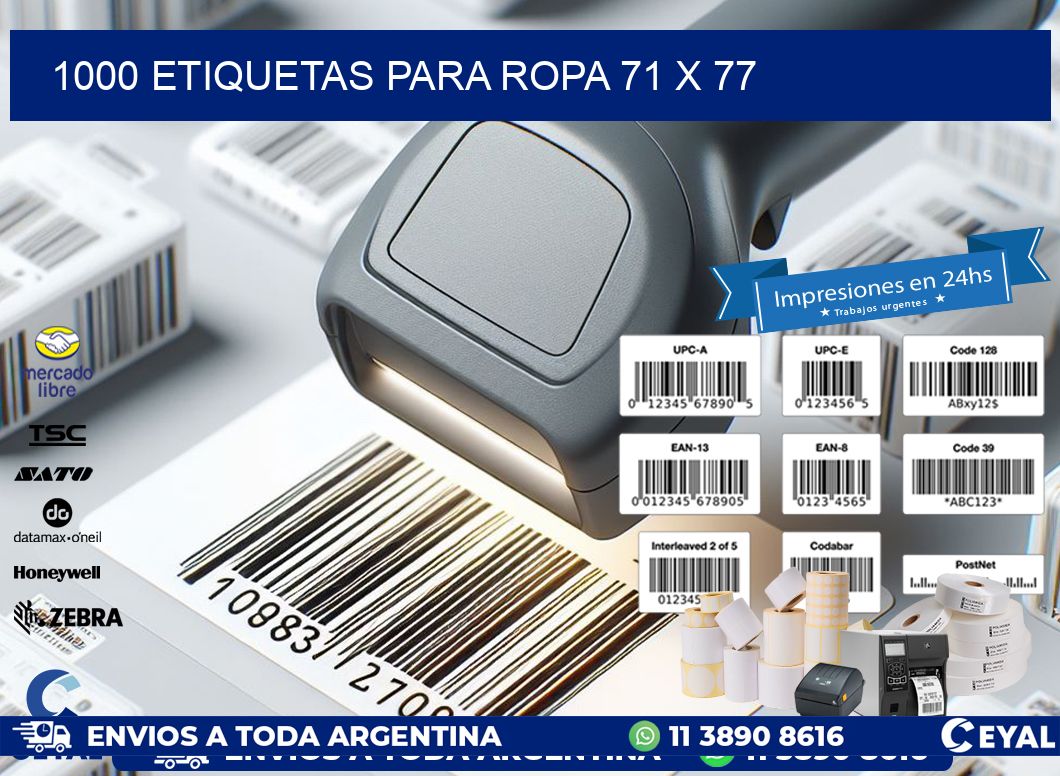 1000 ETIQUETAS PARA ROPA 71 x 77