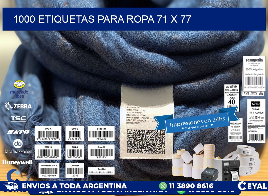 1000 ETIQUETAS PARA ROPA 71 x 77