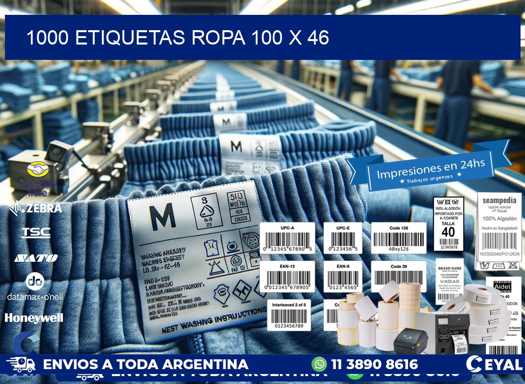 1000 ETIQUETAS ROPA 100 x 46