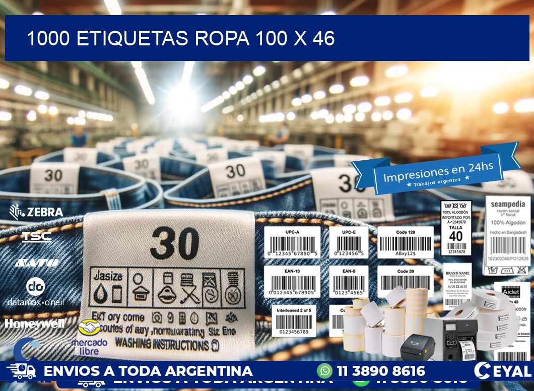 1000 ETIQUETAS ROPA 100 x 46