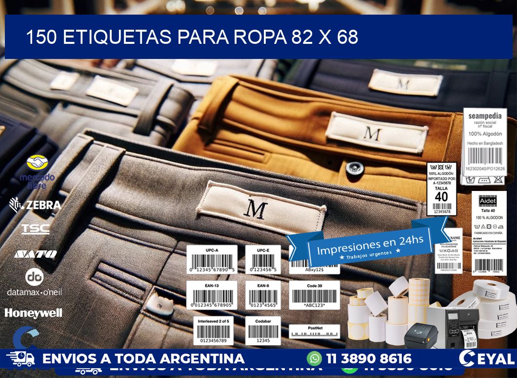 150 ETIQUETAS PARA ROPA 82 x 68