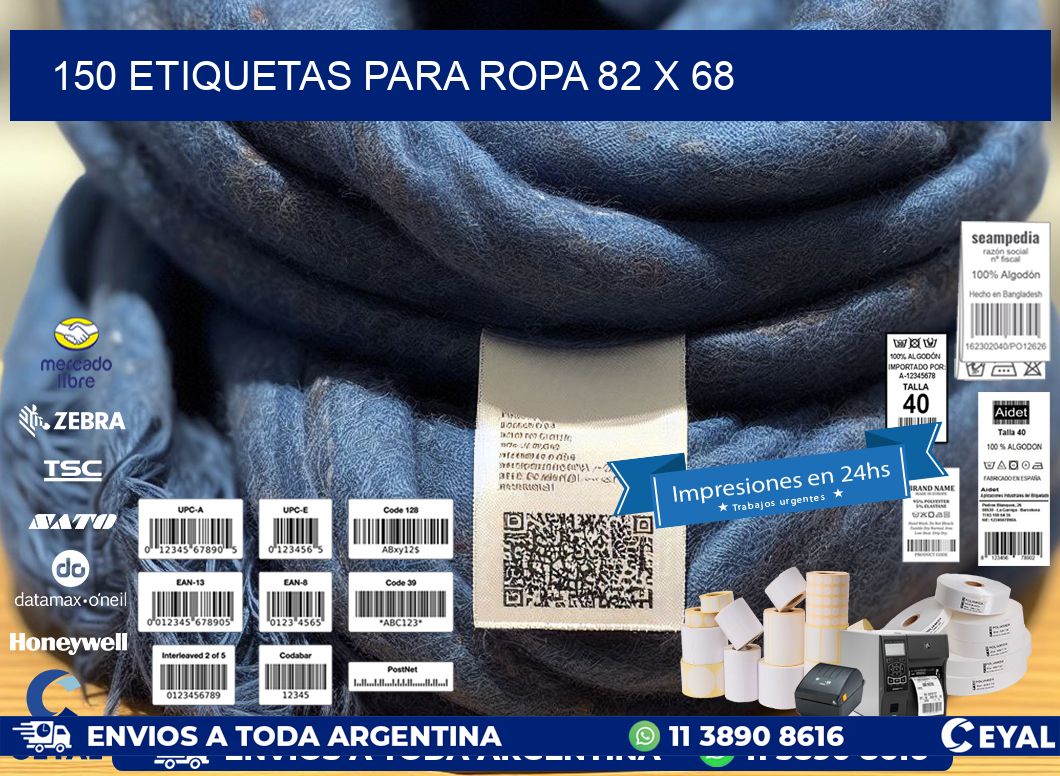 150 ETIQUETAS PARA ROPA 82 x 68