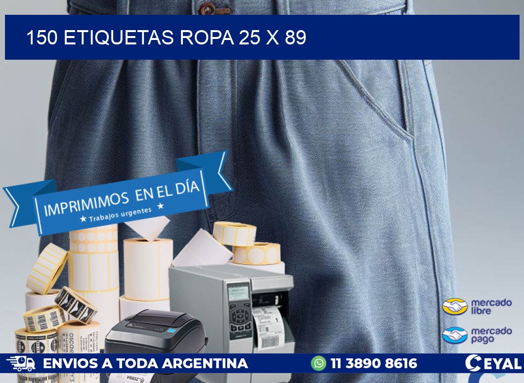 150 ETIQUETAS ROPA 25 x 89