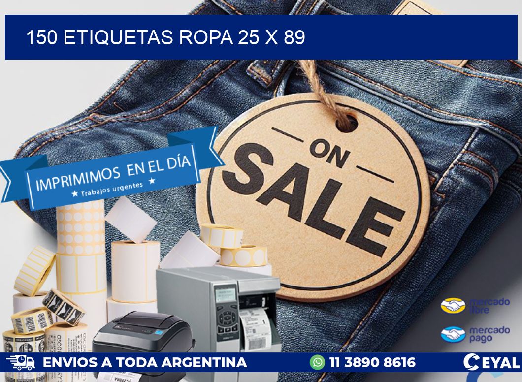 150 ETIQUETAS ROPA 25 x 89