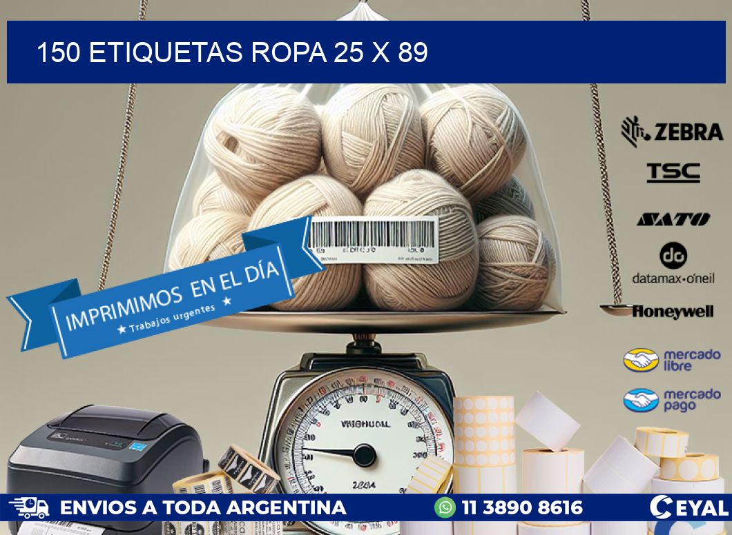 150 ETIQUETAS ROPA 25 x 89