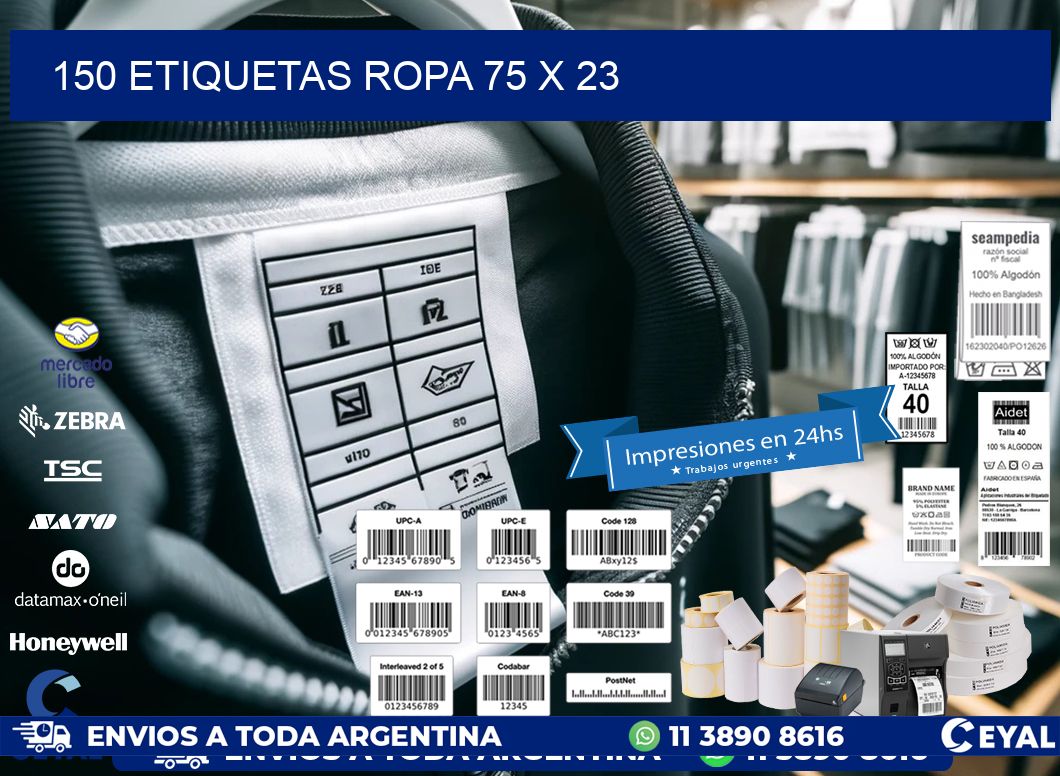 150 ETIQUETAS ROPA 75 x 23