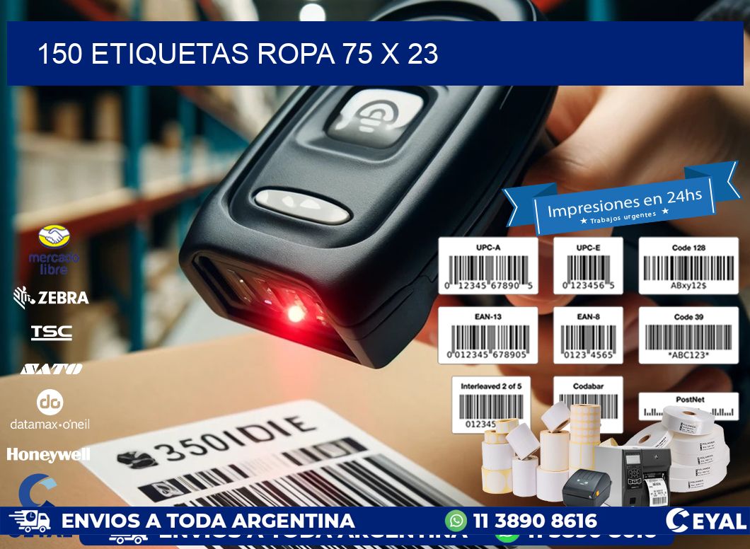 150 ETIQUETAS ROPA 75 x 23