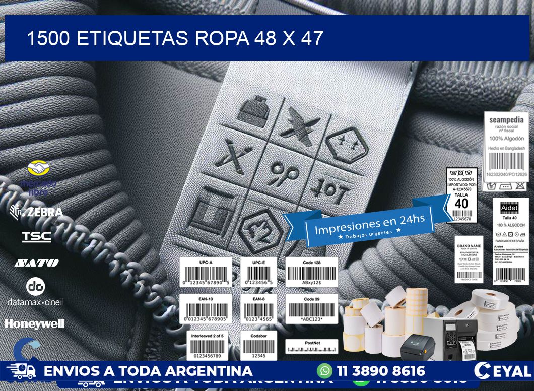 1500 ETIQUETAS ROPA 48 x 47