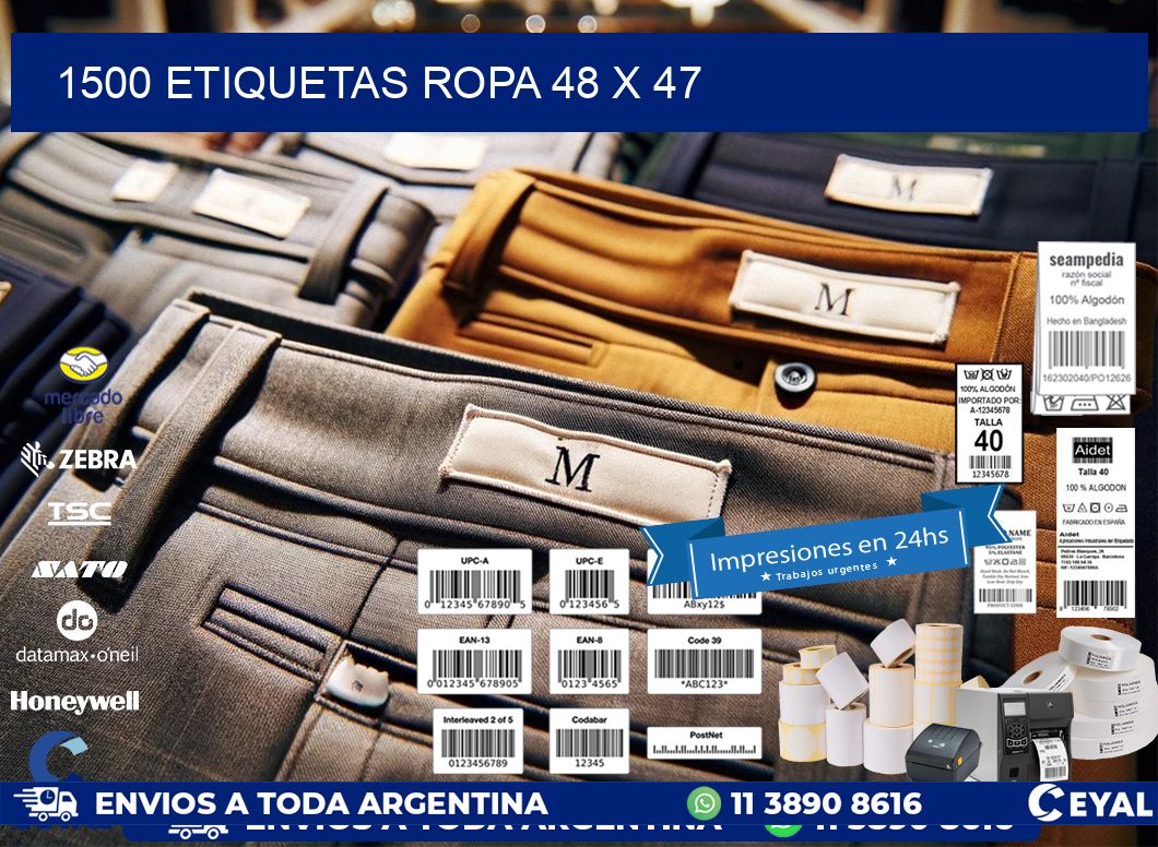 1500 ETIQUETAS ROPA 48 x 47