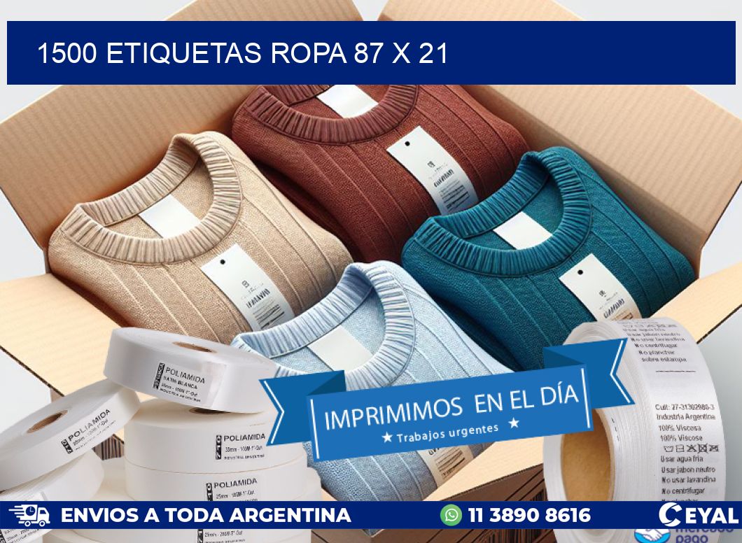 1500 ETIQUETAS ROPA 87 x 21