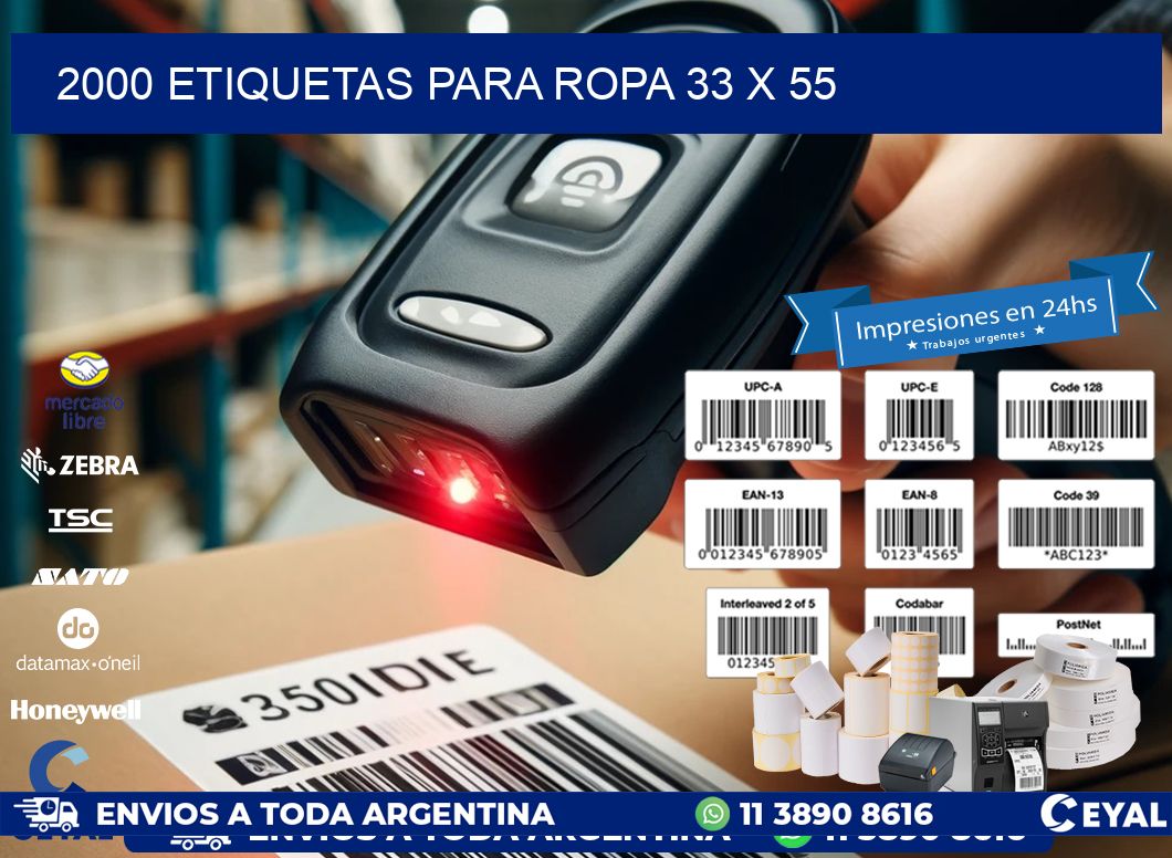 2000 ETIQUETAS PARA ROPA 33 x 55