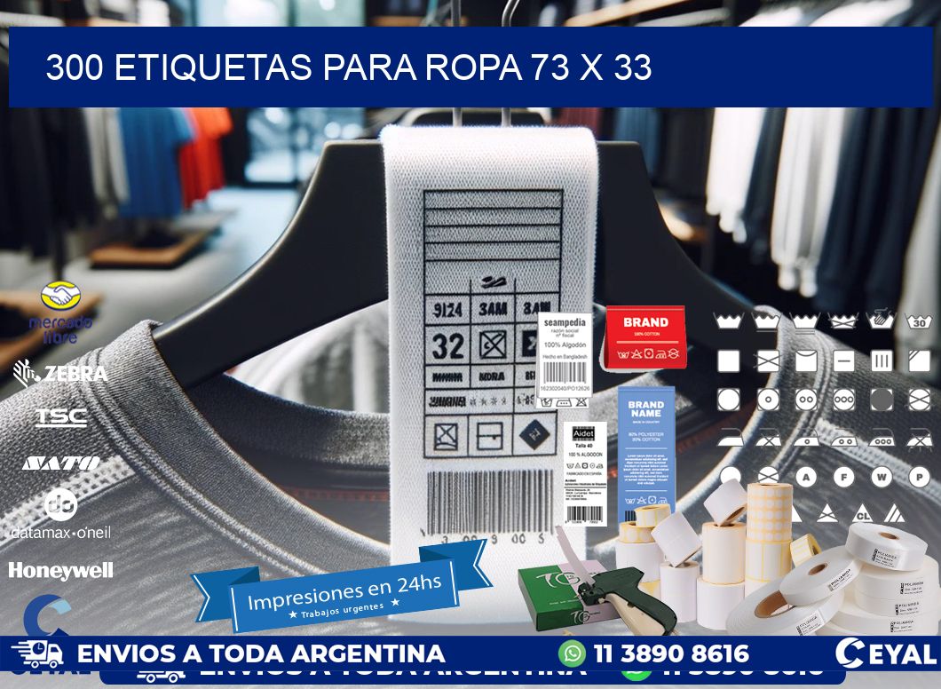 300 ETIQUETAS PARA ROPA 73 x 33