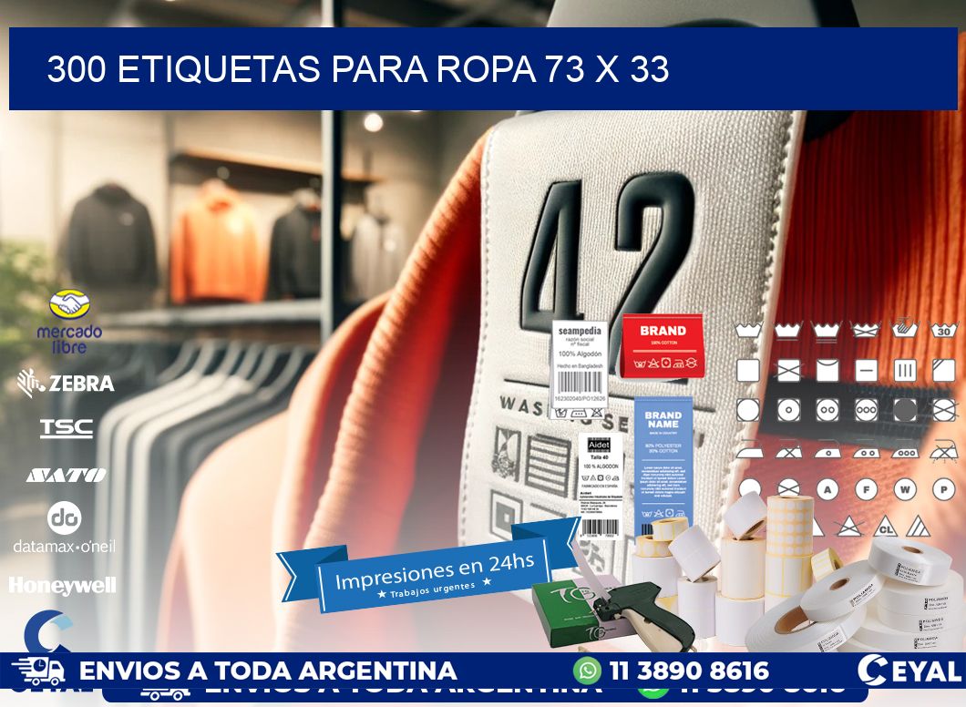 300 ETIQUETAS PARA ROPA 73 x 33