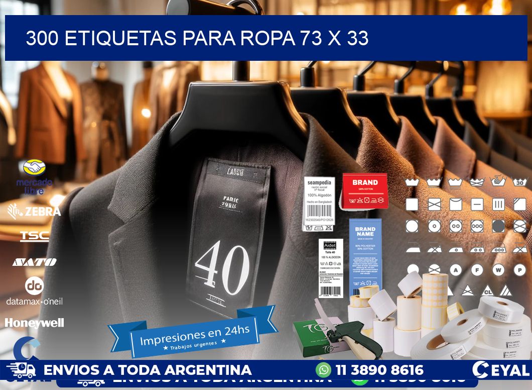 300 ETIQUETAS PARA ROPA 73 x 33