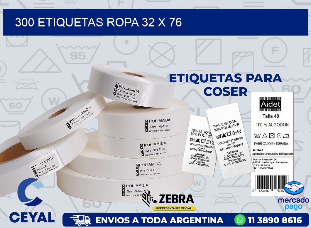 300 ETIQUETAS ROPA 32 x 76