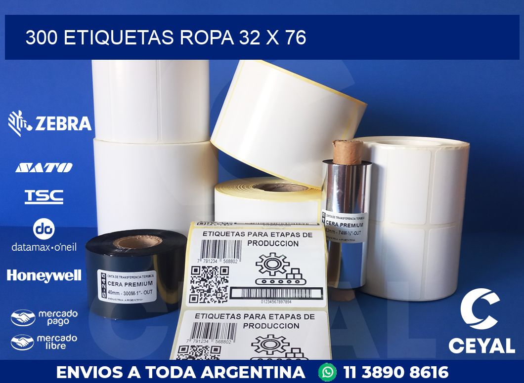 300 ETIQUETAS ROPA 32 x 76