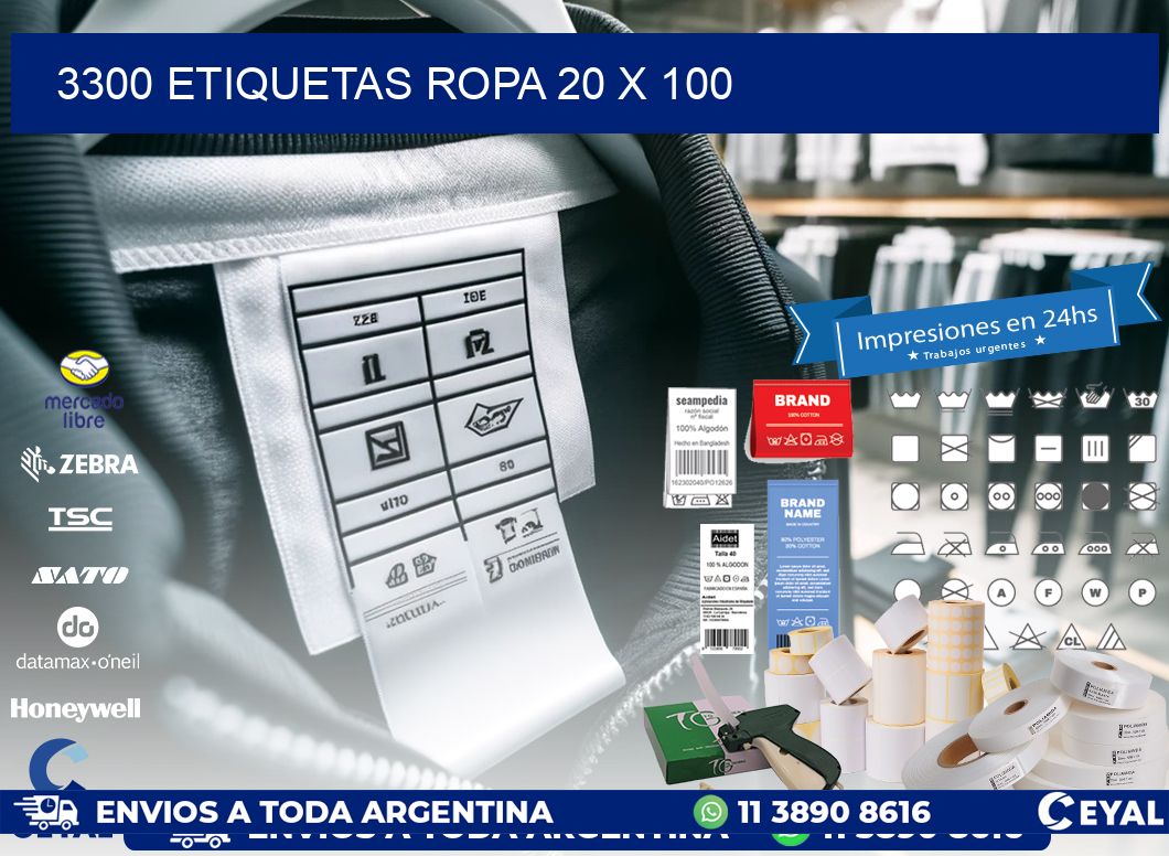 3300 ETIQUETAS ROPA 20 x 100