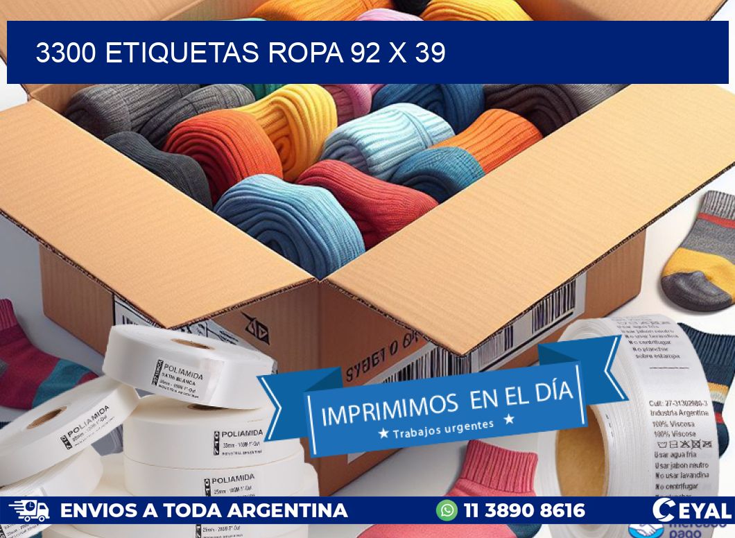 3300 ETIQUETAS ROPA 92 x 39