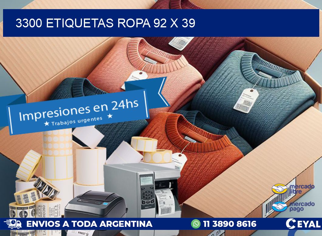 3300 ETIQUETAS ROPA 92 x 39