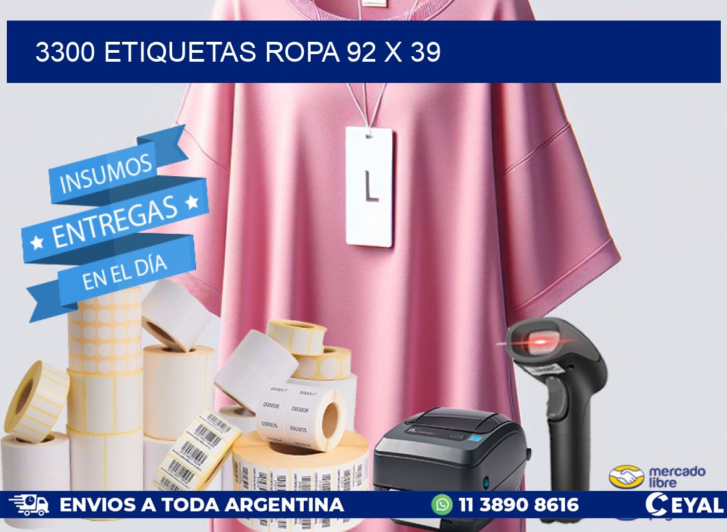 3300 ETIQUETAS ROPA 92 x 39