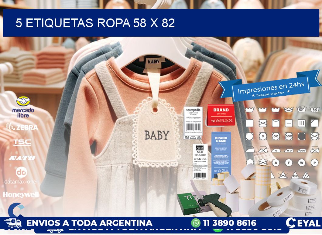 5 ETIQUETAS ROPA 58 x 82