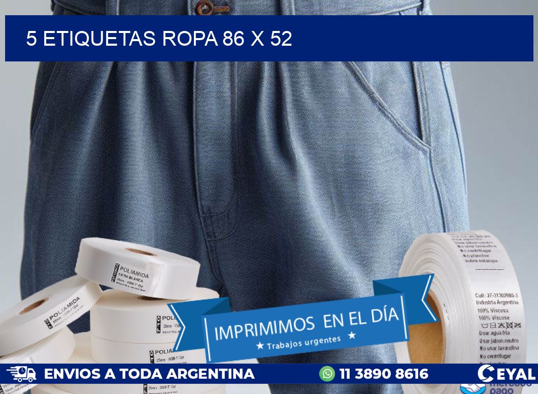 5 ETIQUETAS ROPA 86 x 52