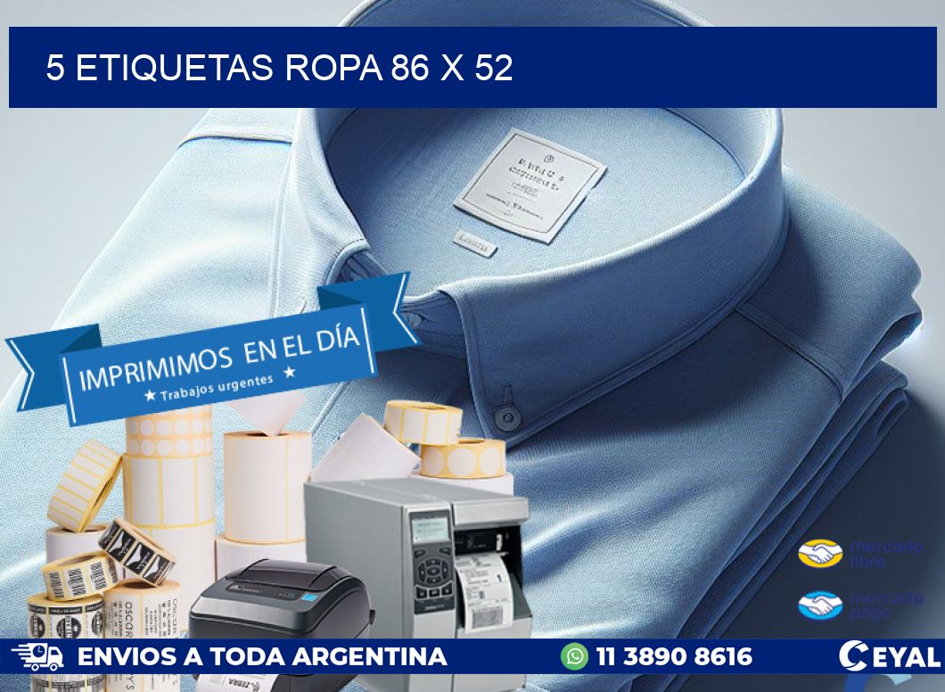 5 ETIQUETAS ROPA 86 x 52