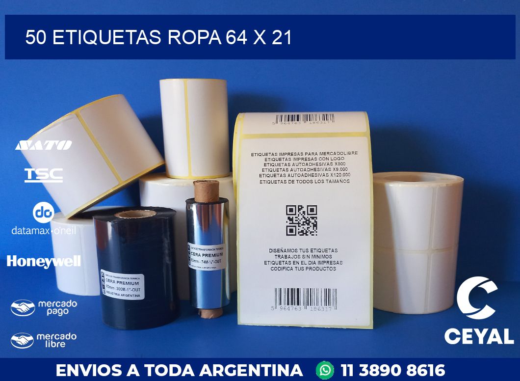 50 ETIQUETAS ROPA 64 x 21