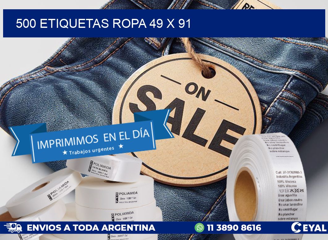 500 ETIQUETAS ROPA 49 x 91