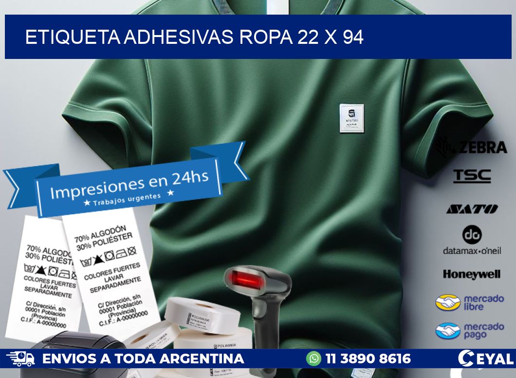 ETIQUETA ADHESIVAS ROPA 22 x 94