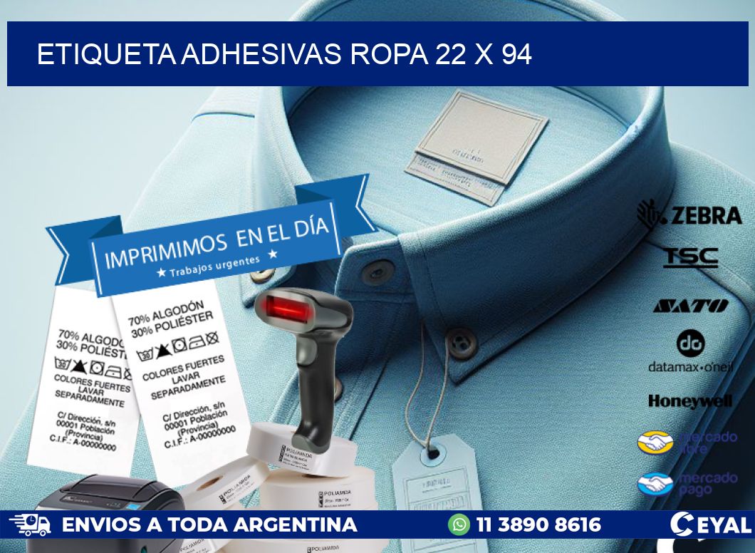 ETIQUETA ADHESIVAS ROPA 22 x 94
