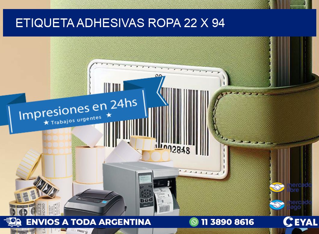 ETIQUETA ADHESIVAS ROPA 22 x 94