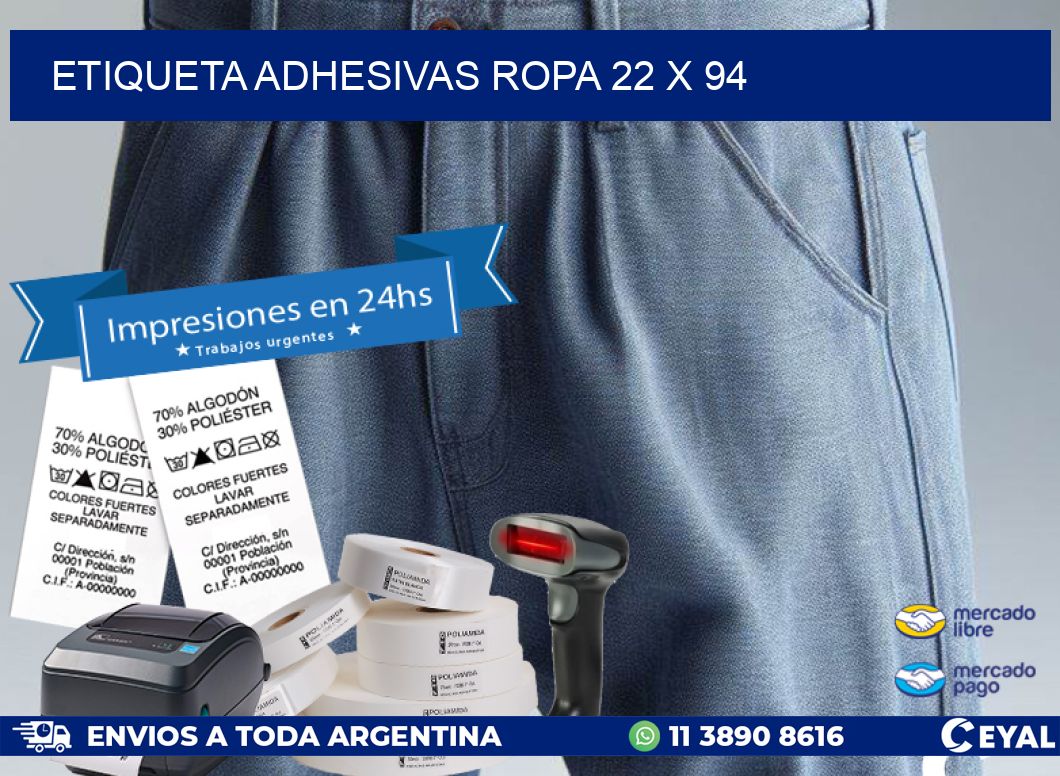 ETIQUETA ADHESIVAS ROPA 22 x 94