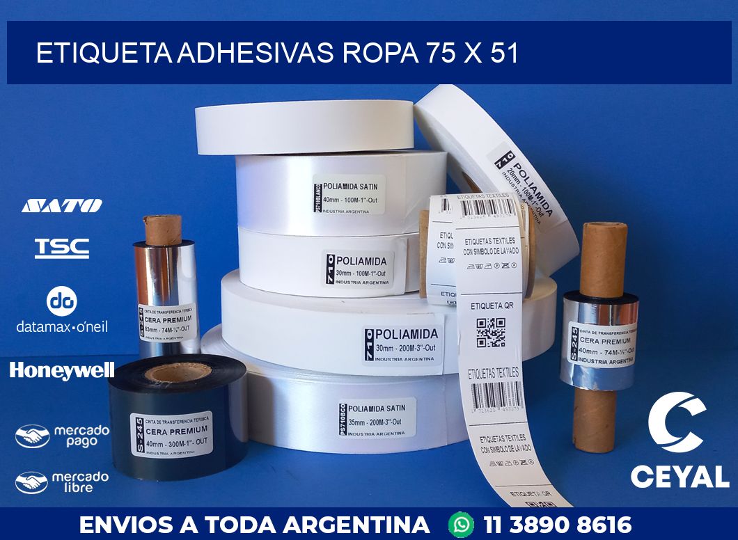 ETIQUETA ADHESIVAS ROPA 75 x 51