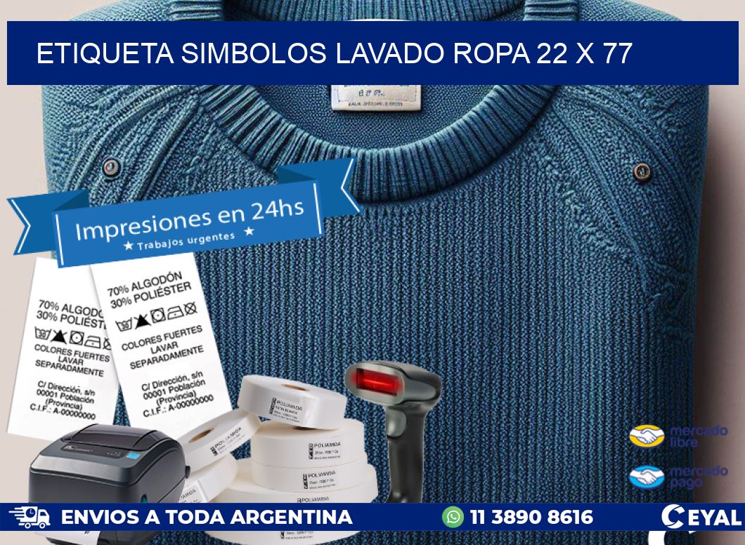 ETIQUETA SIMBOLOS LAVADO ROPA 22 x 77