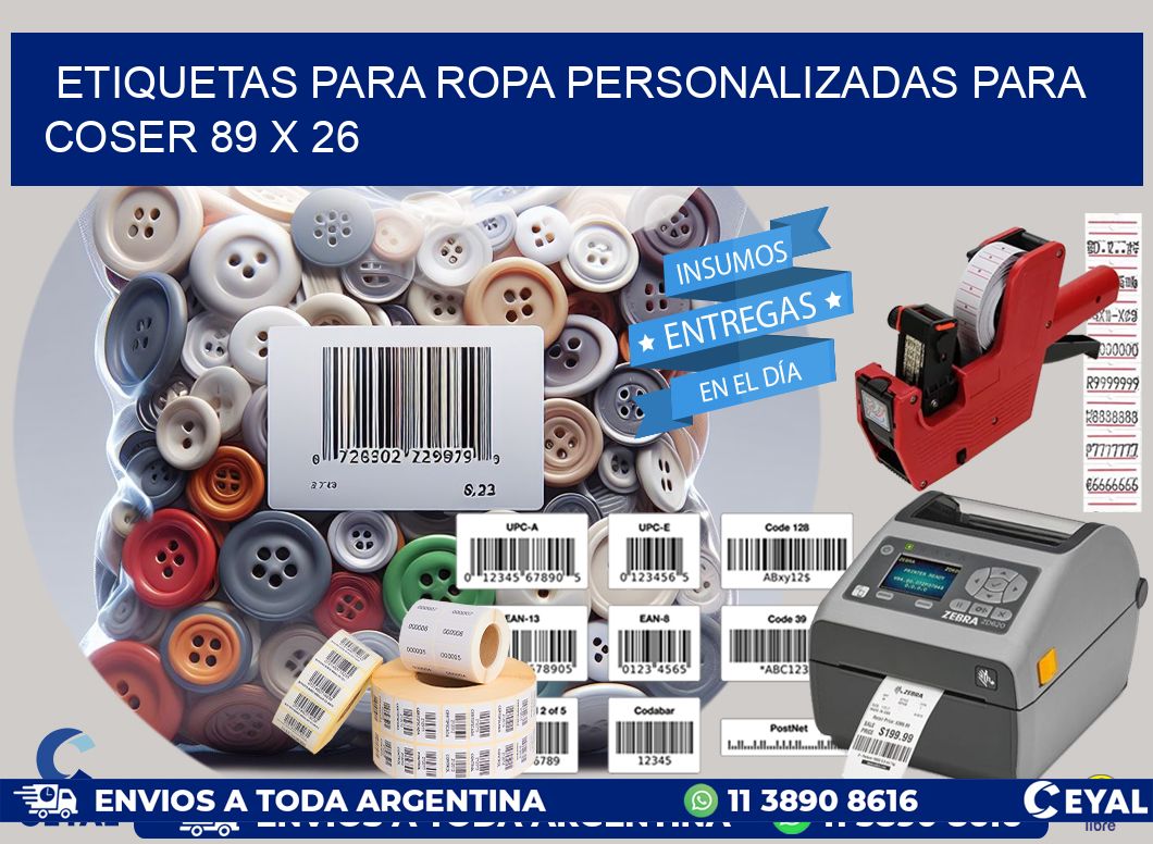 ETIQUETAS PARA ROPA PERSONALIZADAS PARA COSER 89 x 26