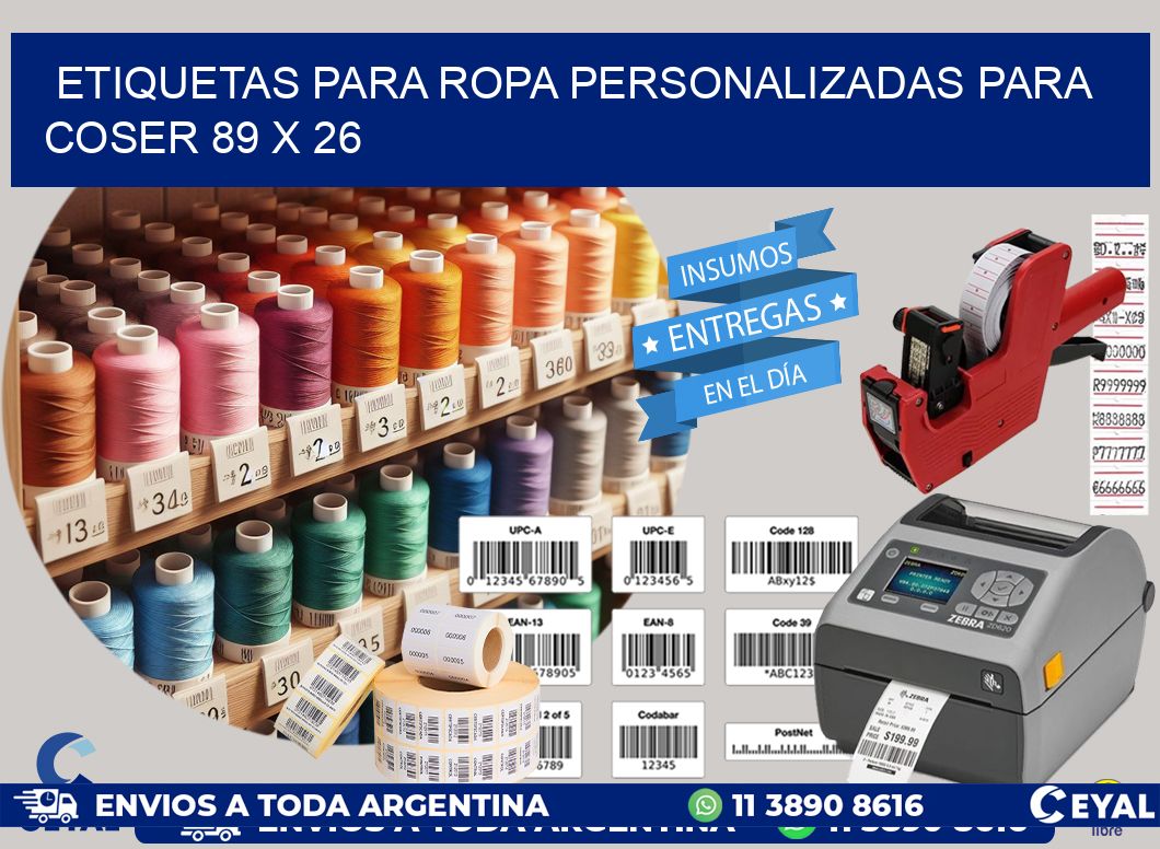 ETIQUETAS PARA ROPA PERSONALIZADAS PARA COSER 89 x 26