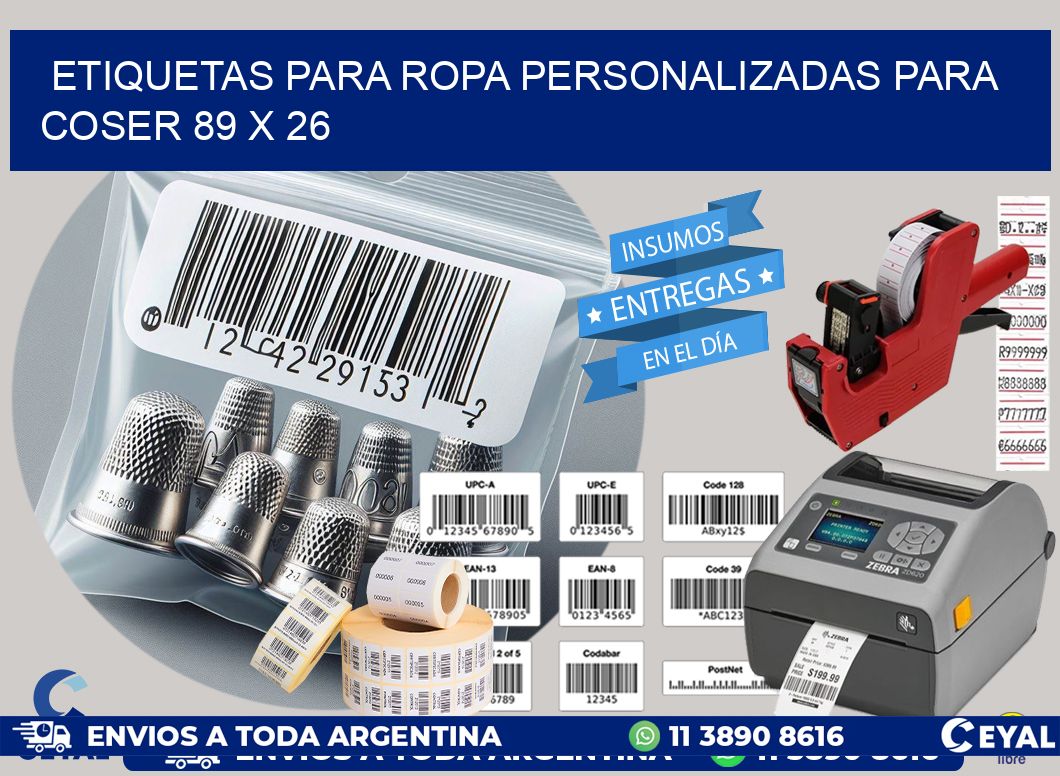 ETIQUETAS PARA ROPA PERSONALIZADAS PARA COSER 89 x 26