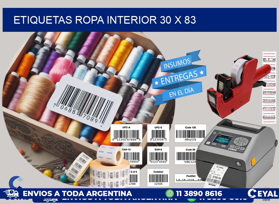 ETIQUETAS ROPA INTERIOR 30 x 83