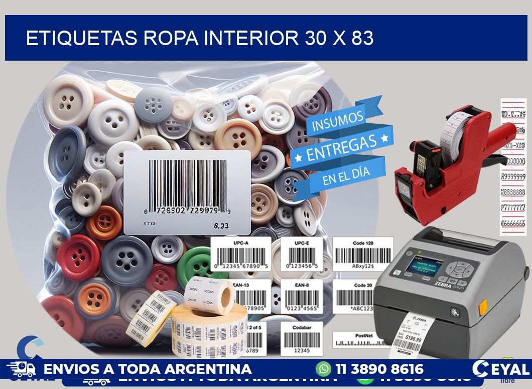 ETIQUETAS ROPA INTERIOR 30 x 83