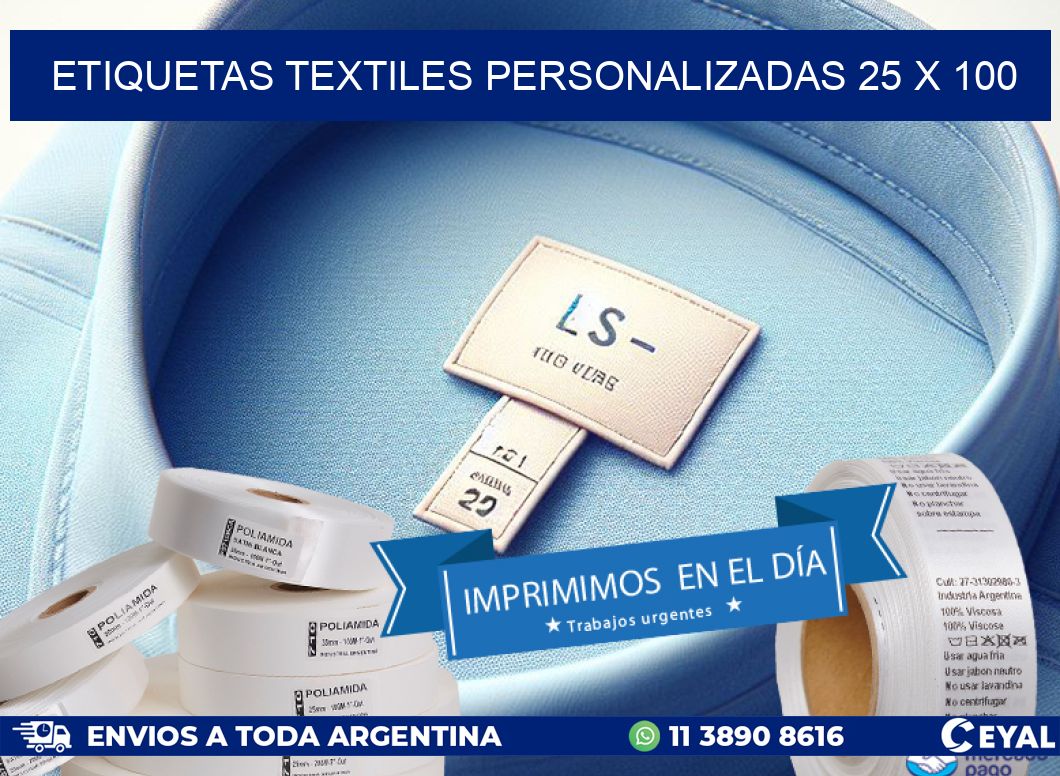 ETIQUETAS TEXTILES PERSONALIZADAS 25 x 100