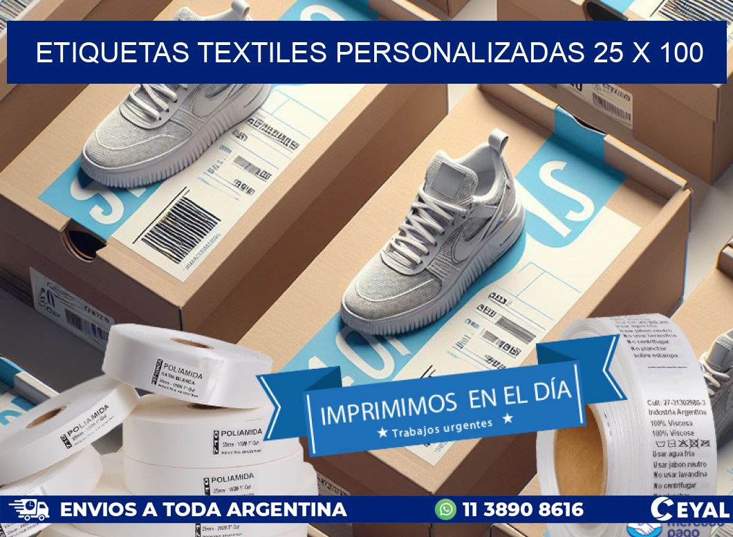 ETIQUETAS TEXTILES PERSONALIZADAS 25 x 100