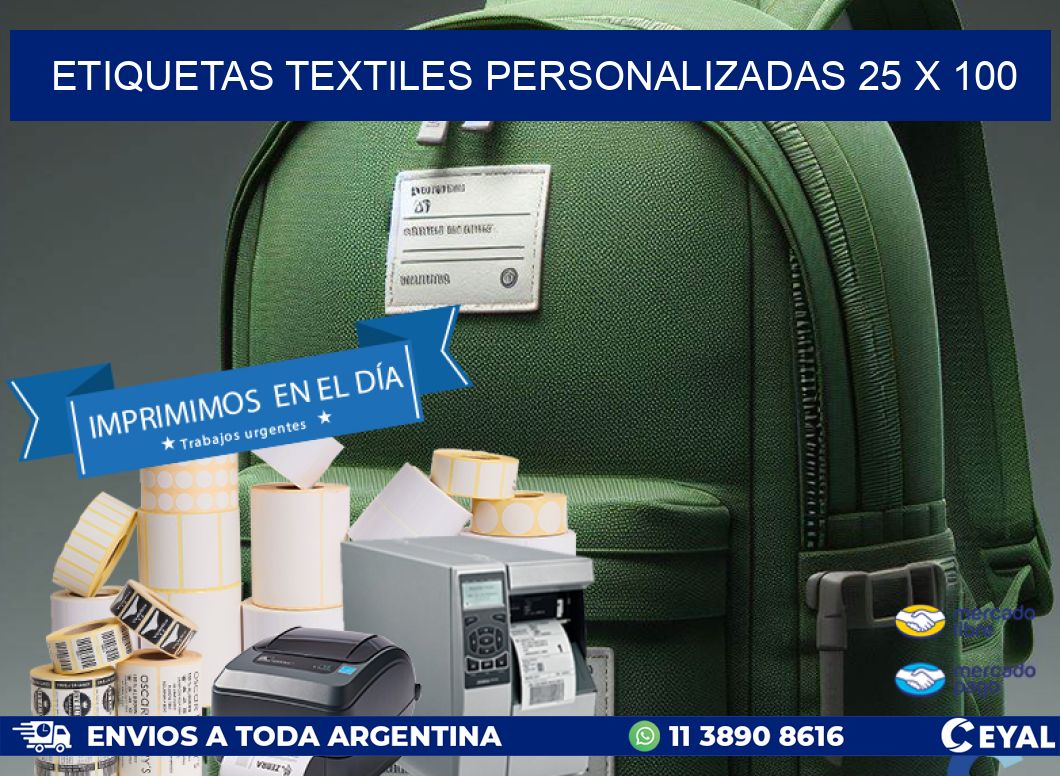 ETIQUETAS TEXTILES PERSONALIZADAS 25 x 100