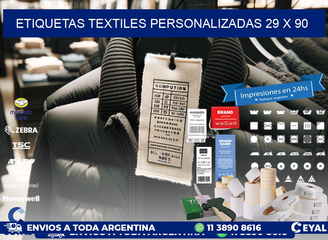 ETIQUETAS TEXTILES PERSONALIZADAS 29 x 90