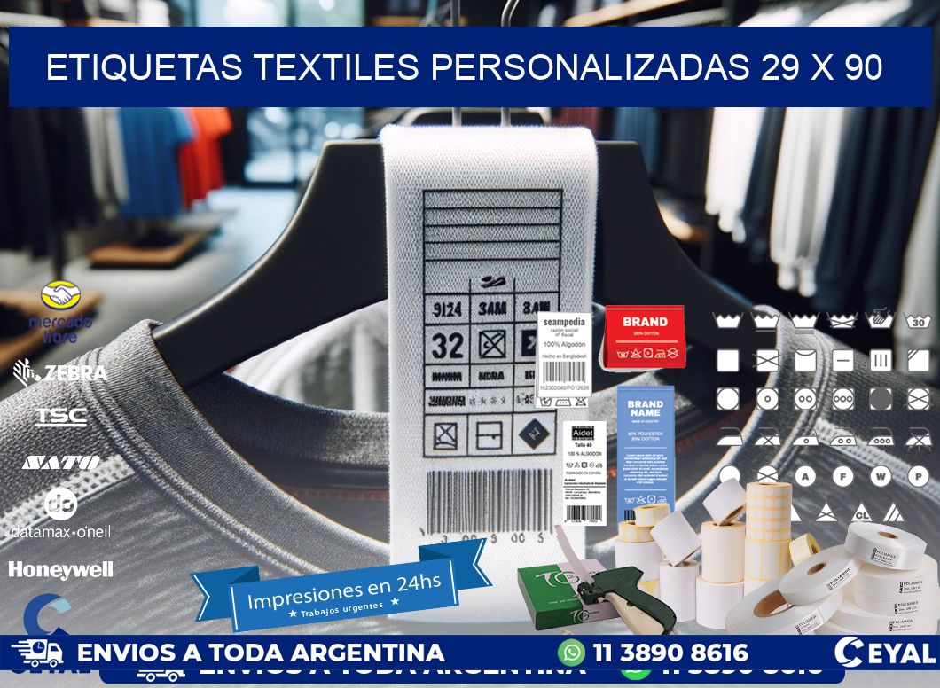 ETIQUETAS TEXTILES PERSONALIZADAS 29 x 90